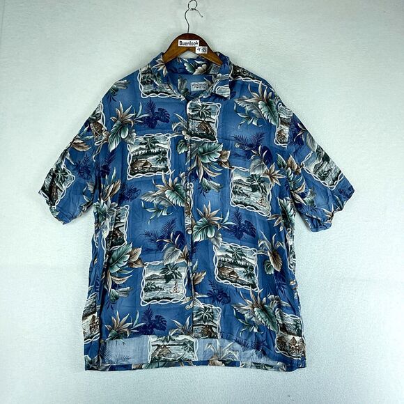 Windham Pointe Mens Hawaiian Shirt Floral Size XL Short Sleeve Collared Rayon - Picture 1 of 12